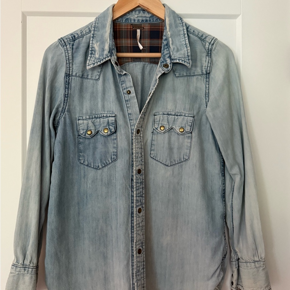 Free People Vintage Wash Denim Shirt